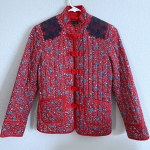 Vintage Marc Jacobs Asian Inspired Quilted Jacket w/ denim floral patches Size S